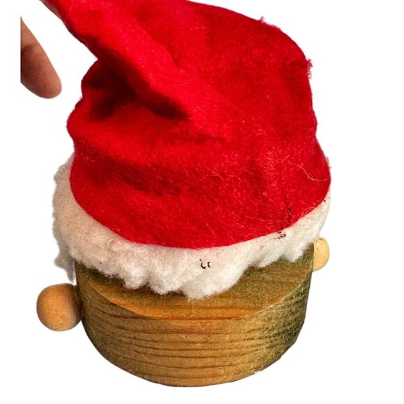 Vintage Handmade Wooden Christmas Gnome Figurine Red White Wool Nordic Sweden - Picture 4 of 6